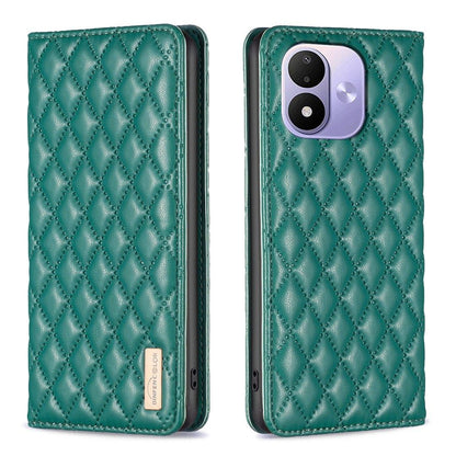 For Redmi Note 17 4G Global 171mm Diamond Lattice Magnetic Leather Flip Phone Case(Green)