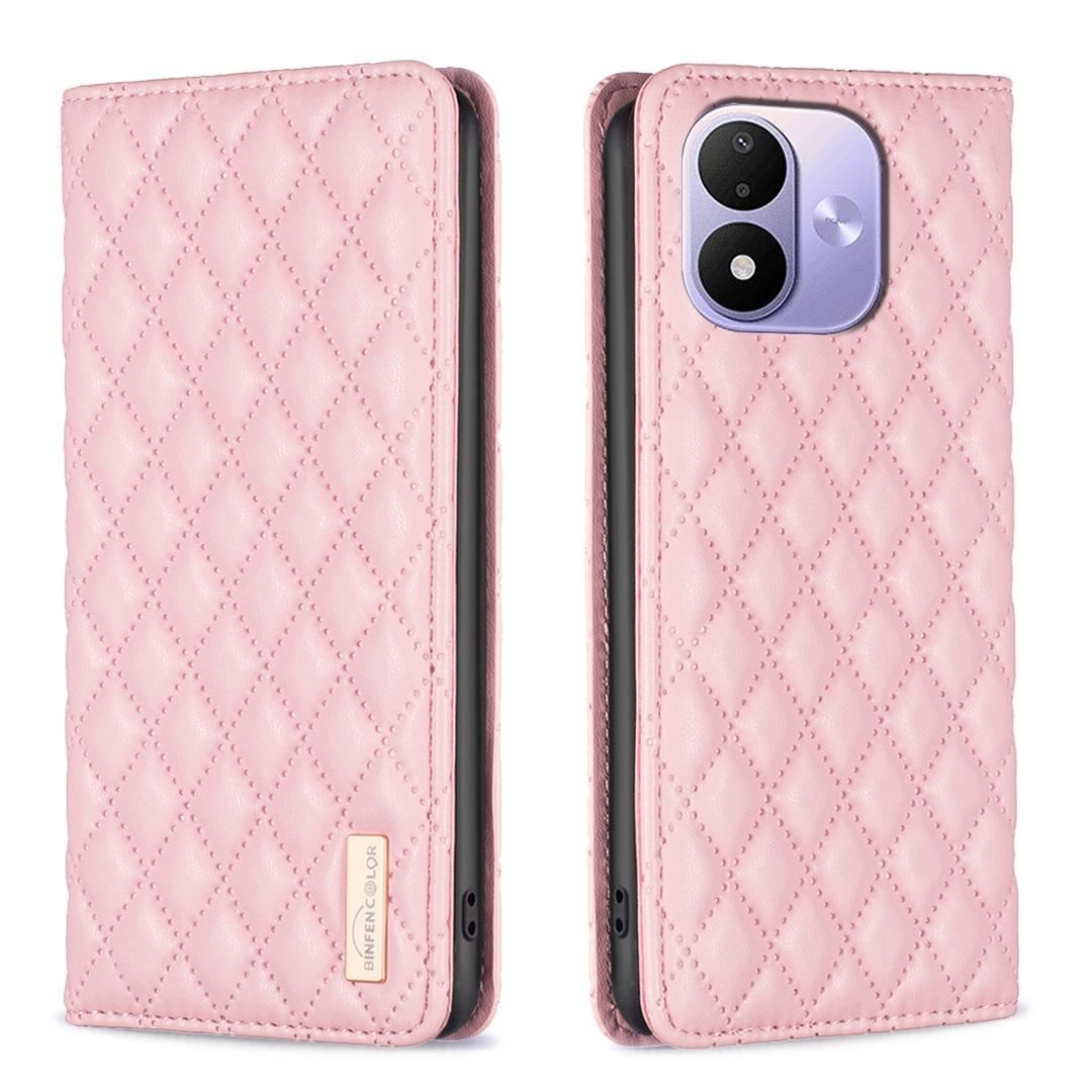 For Redmi Note 17 4G Global 171mm Diamond Lattice Magnetic Leather Flip Phone Case(Pink)