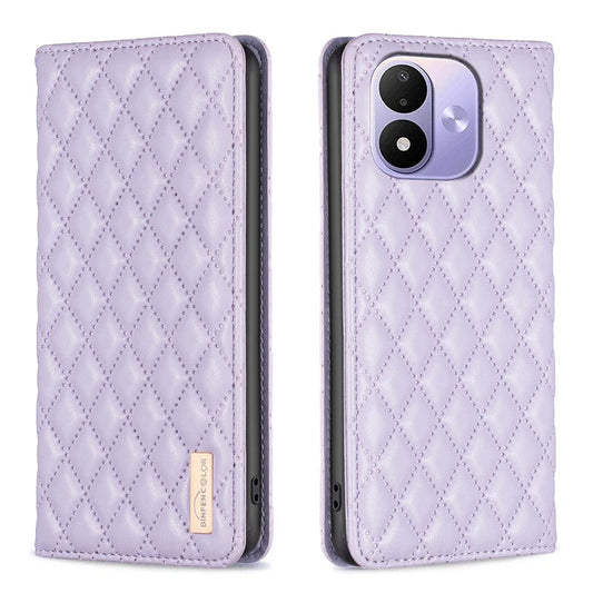 For Redmi Note 17 4G Global 171mm Diamond Lattice Magnetic Leather Flip Phone Case(Purple)