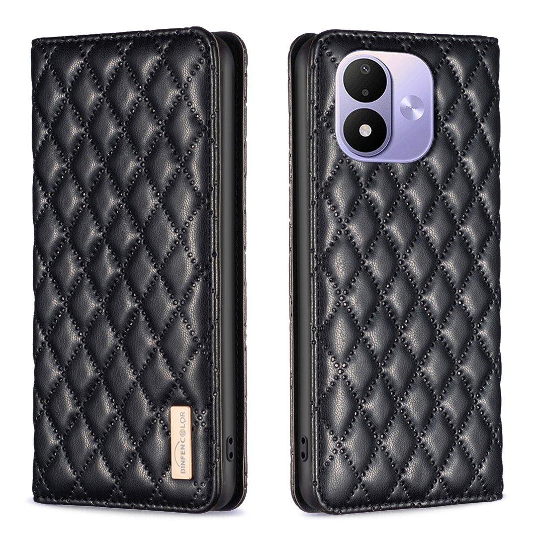 For Redmi Note 17 4G Global 171mm Diamond Lattice Magnetic Leather Flip Phone Case(Black)