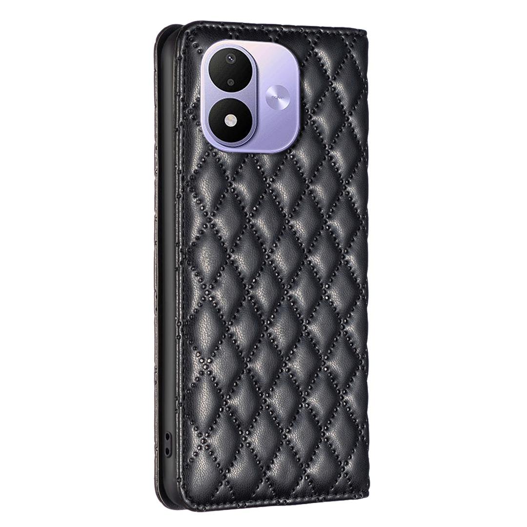 For Redmi Note 17 4G Global 171mm Diamond Lattice Magnetic Leather Flip Phone Case(Black)