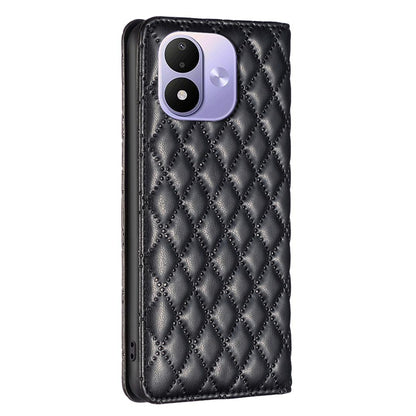 For Redmi Note 17 4G Global 171mm Diamond Lattice Magnetic Leather Flip Phone Case(Black)