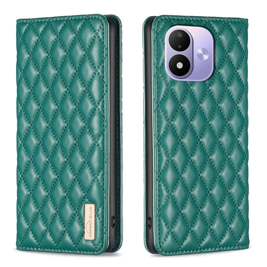 For Redmi Note 17 Pro 5G Global 163mm Diamond Lattice Magnetic Leather Flip Phone Case(Green)