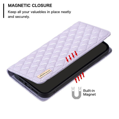 For Redmi Note 17 Pro 5G Global 163mm Diamond Lattice Magnetic Leather Flip Phone Case(Purple)