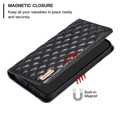 For Redmi Note 17 Pro 5G Global 163mm Diamond Lattice Magnetic Leather Flip Phone Case(Black)