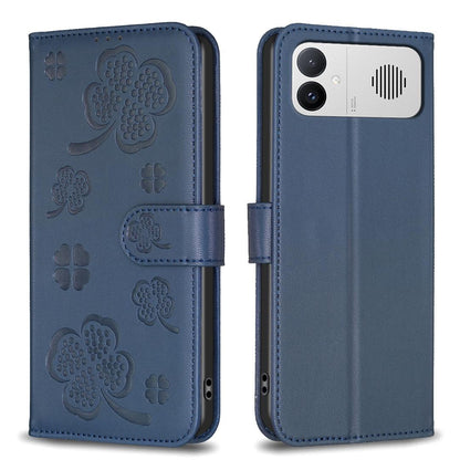 For Redmi K90 Max 5G Four-leaf Embossed Leather Phone Case - Blue - EDA007062306B