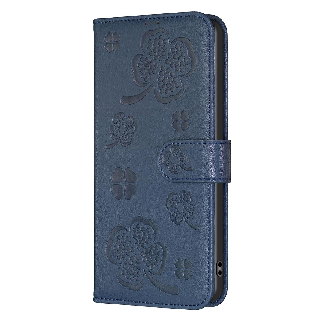 For Redmi K90 Max 5G Four-leaf Embossed Leather Phone Case - Blue - EDA007062306B