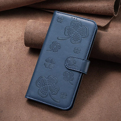 For Redmi K90 Max 5G Four-leaf Embossed Leather Phone Case - Blue - EDA007062306B