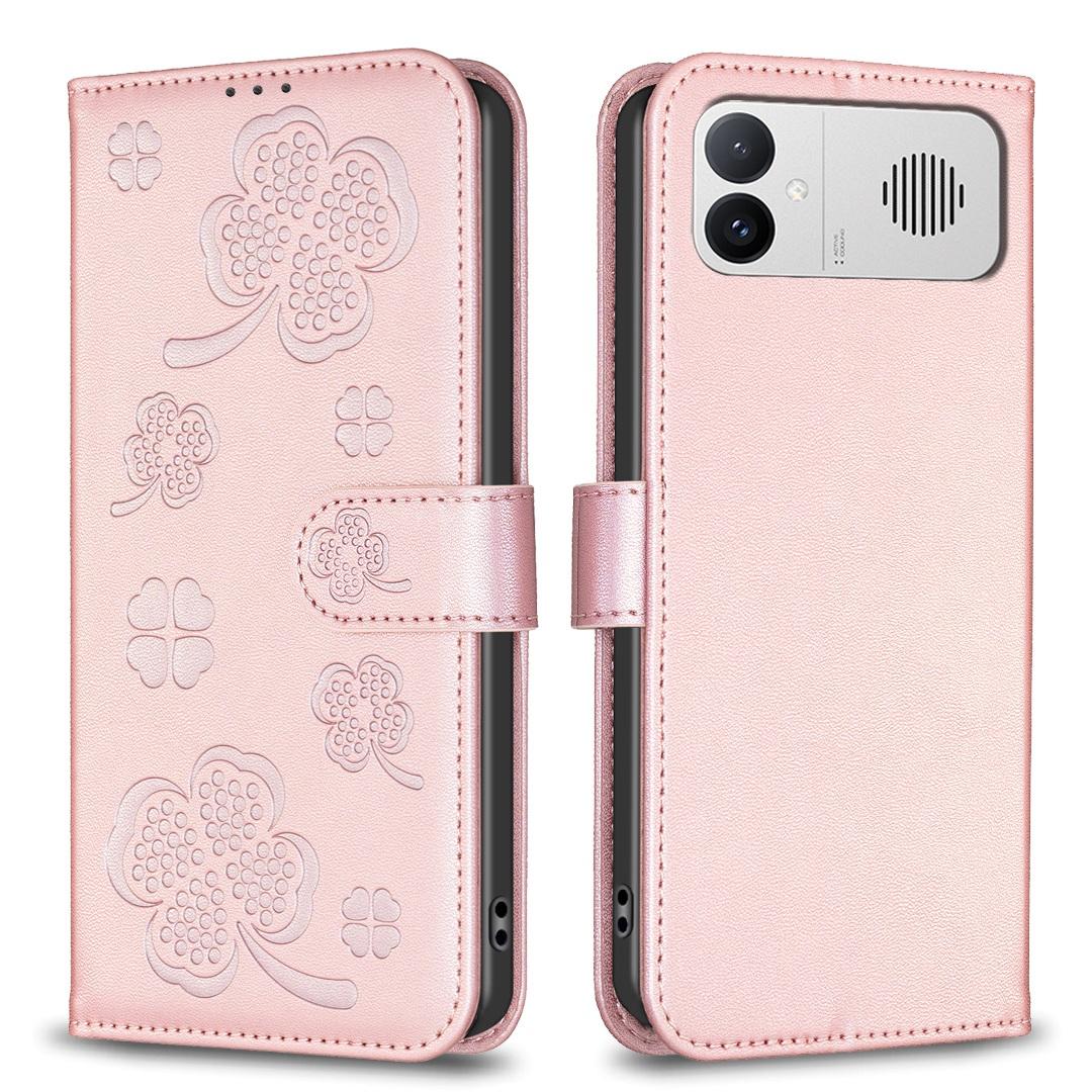 For Redmi K90 Max 5G Four-leaf Embossed Leather Phone Case - Pink - EDA007062306F