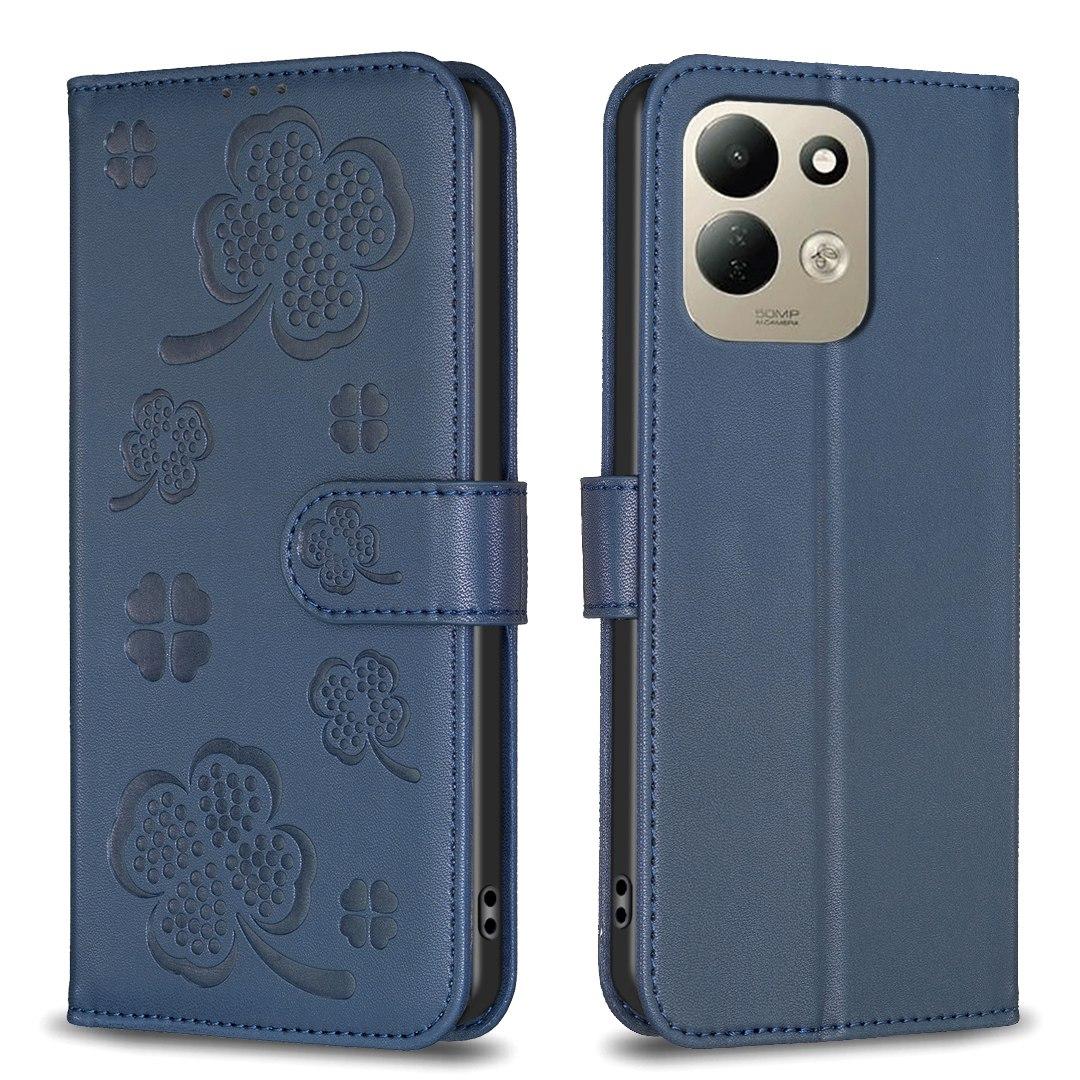 For Redmi 17 4G / 5G Global 170mm Four-leaf Embossed Leather Phone Case(Blue)