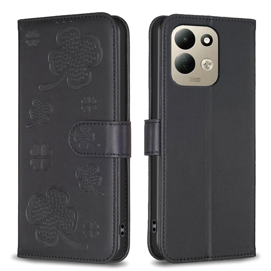For Redmi 17 4G / 5G Global 170mm Four-leaf Embossed Leather Phone Case(Black)