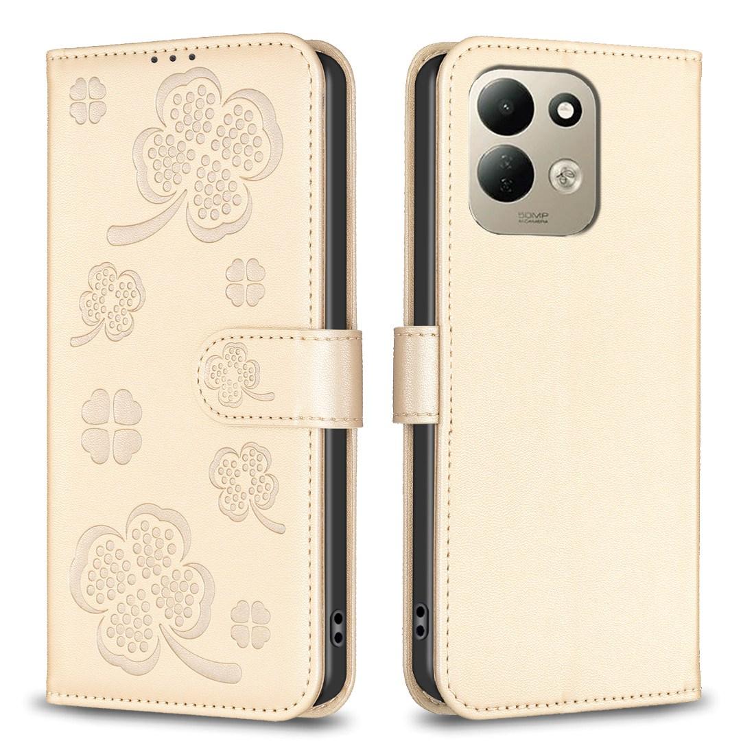 For Redmi 17 4G / 5G Global 170mm Four-leaf Embossed Leather Phone Case(Gold)