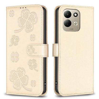 For Redmi 17 4G / 5G Global 170mm Four-leaf Embossed Leather Phone Case(Gold)