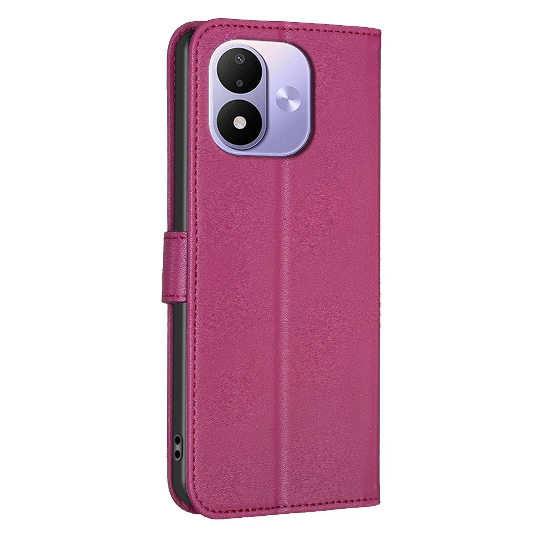 For Redmi Note 17 4G Global 171mm Four-leaf Embossed Leather Phone Case(Rose Red)