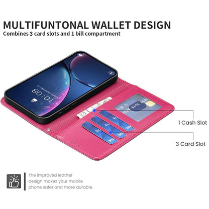 For Redmi Note 17 4G Global 171mm Four-leaf Embossed Leather Phone Case(Rose Red)