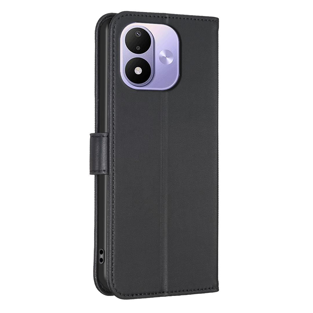 For Redmi Note 17 4G Global 171mm Four-leaf Embossed Leather Phone Case(Black)