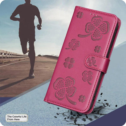 For Redmi Note 17 Pro 5G Global 163mm Four-leaf Embossed Leather Phone Case(Rose Red)
