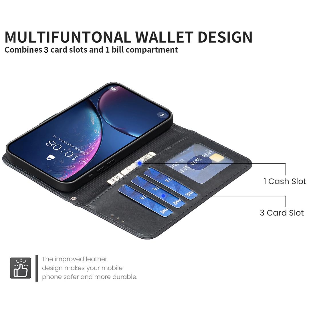 For Redmi Note 17 Pro 5G Global 163mm Four-leaf Embossed Leather Phone Case(Black)