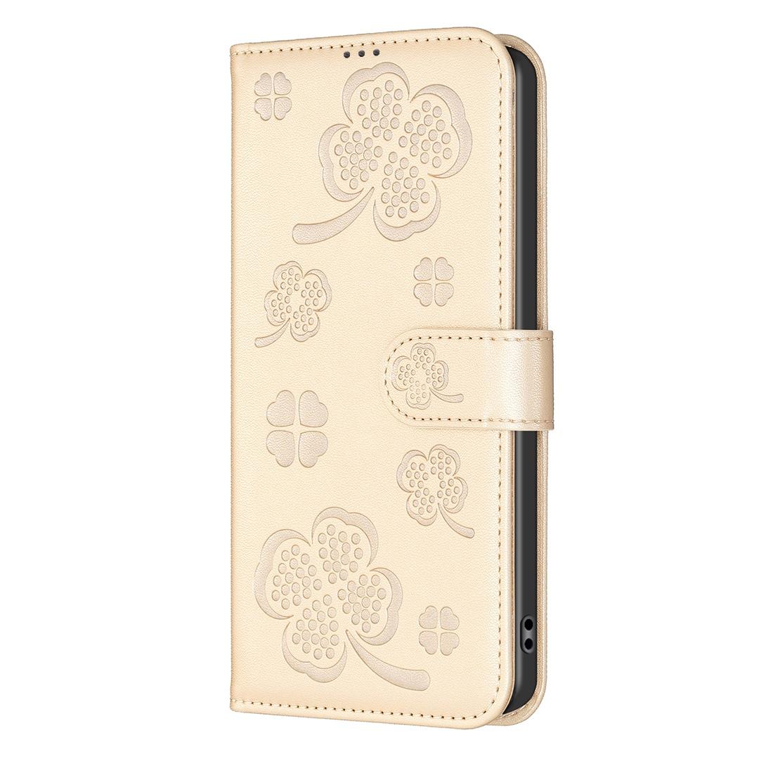 For Redmi Note 17 Pro 5G Global 163mm Four-leaf Embossed Leather Phone Case(Gold)