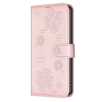 For Redmi Note 17 Pro 5G Global 163mm Four-leaf Embossed Leather Phone Case(Pink)