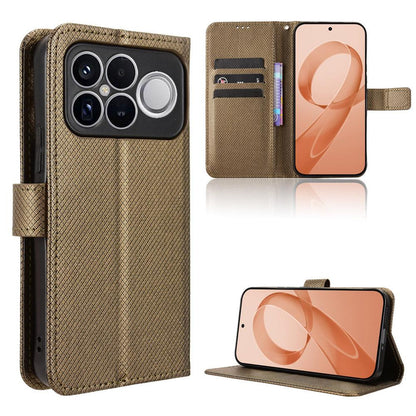 For Redmi K90 Pro Max 5G / Poco F8 Ultra Diamond Texture Leather Phone Case(Brown)
