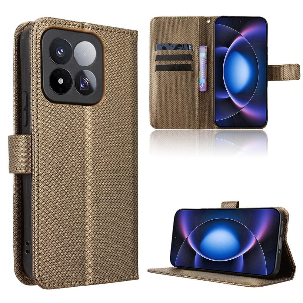 For Xiaomi 17 Max 5G Diamond Texture Leather Phone Case - Brown - EDA007067231D
