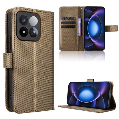 For Xiaomi 17 Max 5G Diamond Texture Leather Phone Case - Brown - EDA007067231D