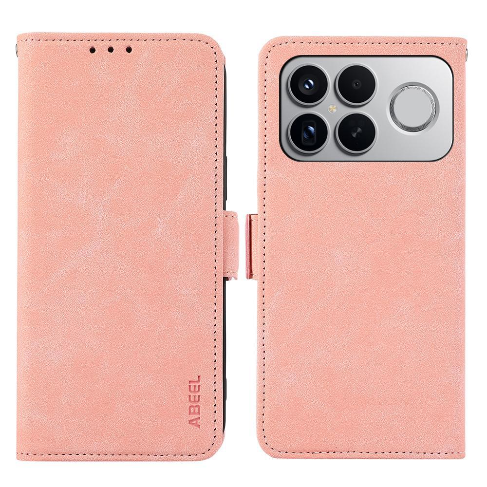 For Redmi K90 Pro Max/Poco F8 Ultra ABEEL Frosted Magnetic RFID Leather Phone Case(Pink)