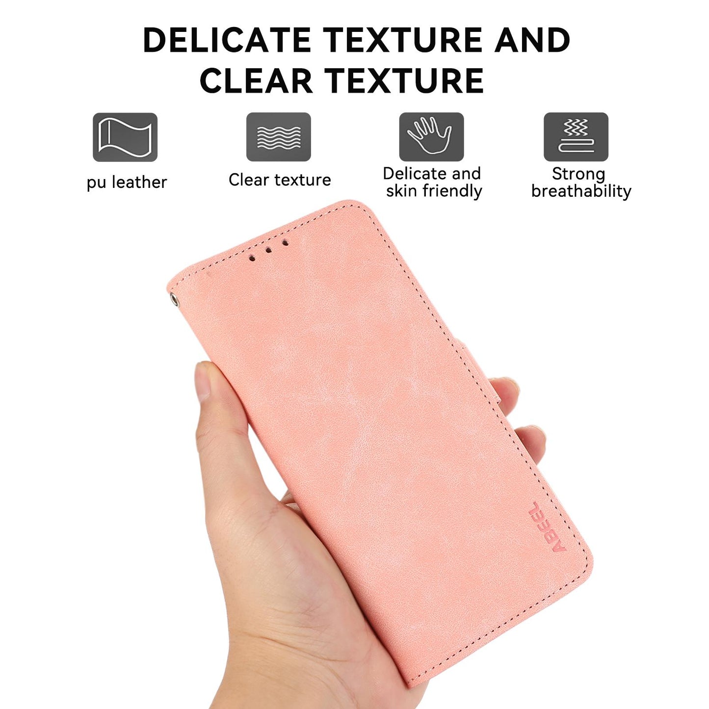 For Redmi K90 Pro Max/Poco F8 Ultra ABEEL Frosted Magnetic RFID Leather Phone Case(Pink)