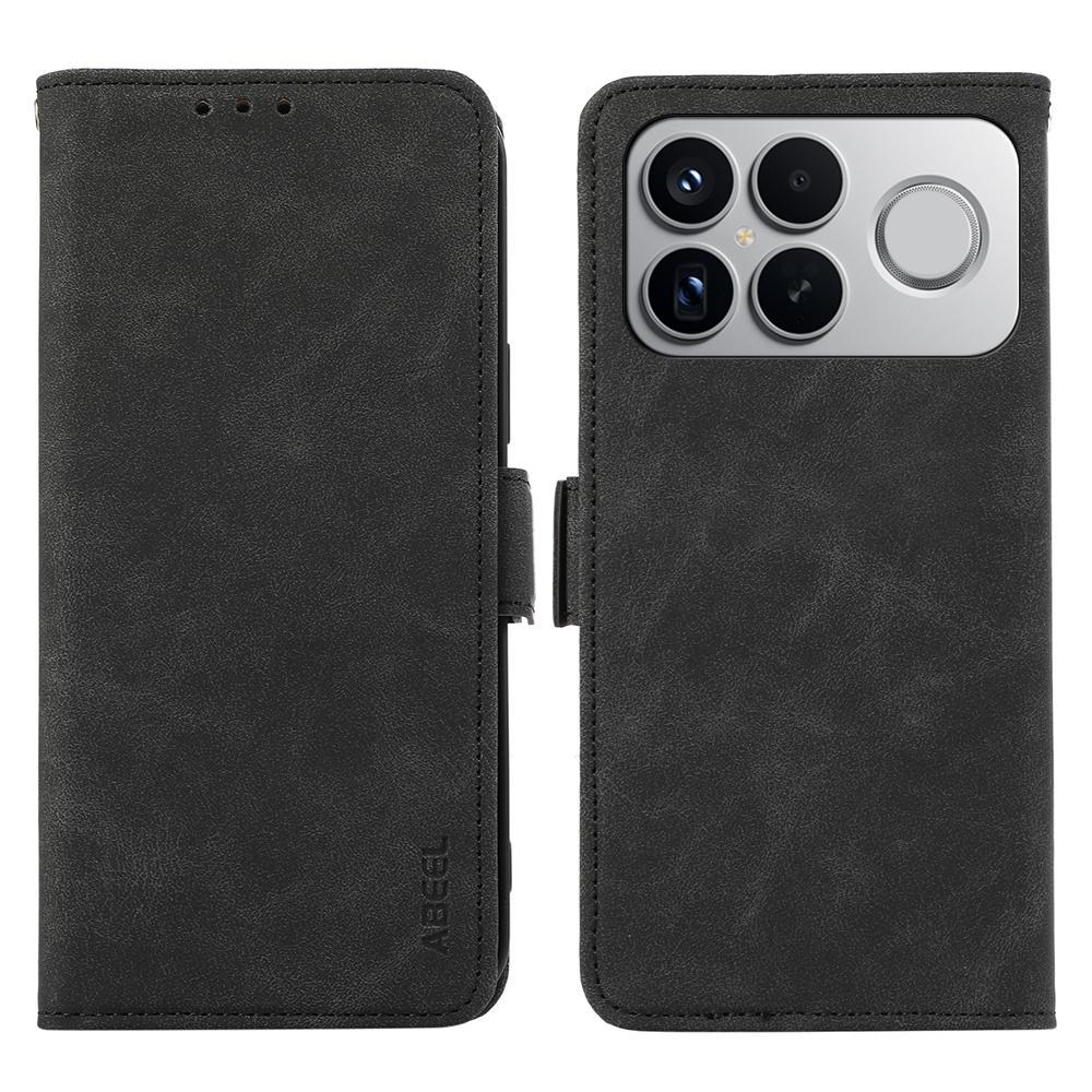 For Redmi K90 Pro Max/Poco F8 Ultra ABEEL Frosted Magnetic RFID Leather Phone Case(Black)