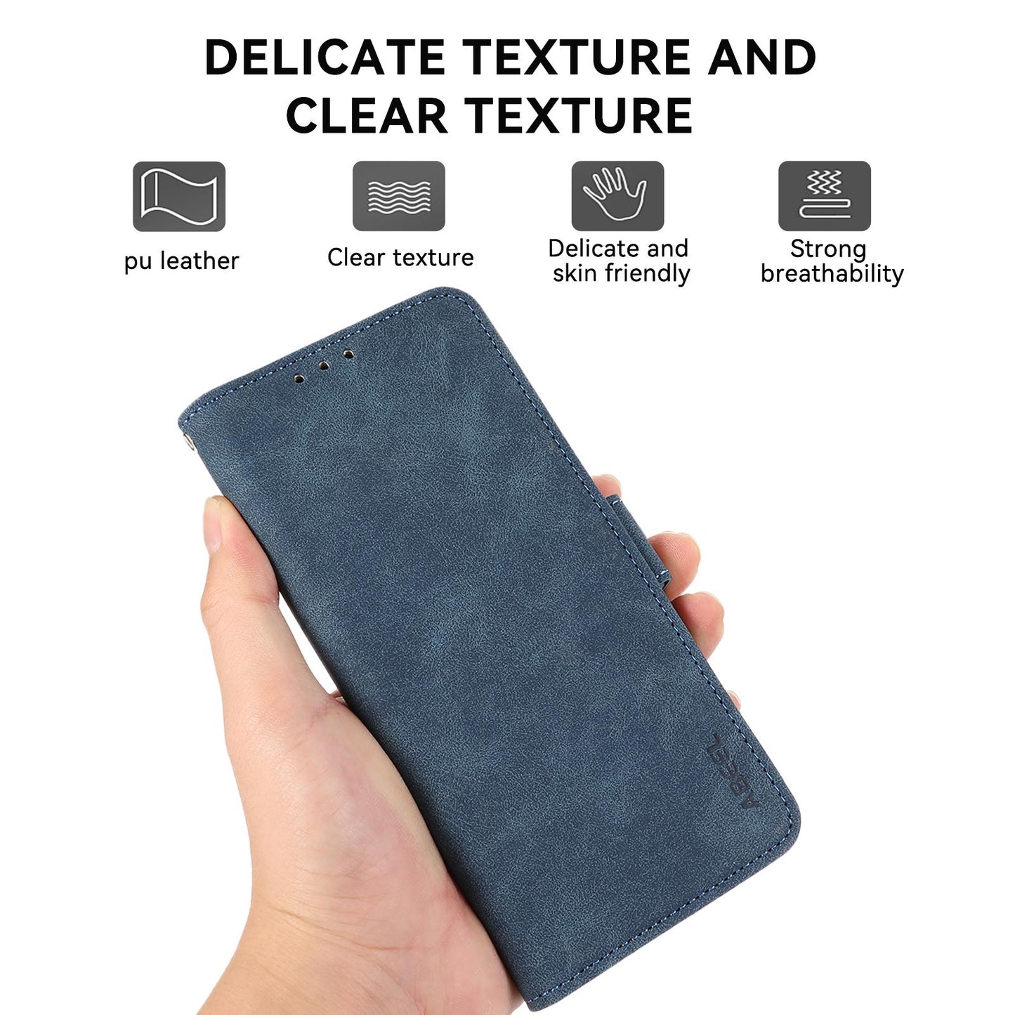 For Redmi K90 Pro Max/Poco F8 Ultra ABEEL Frosted Magnetic RFID Leather Phone Case(Blue)