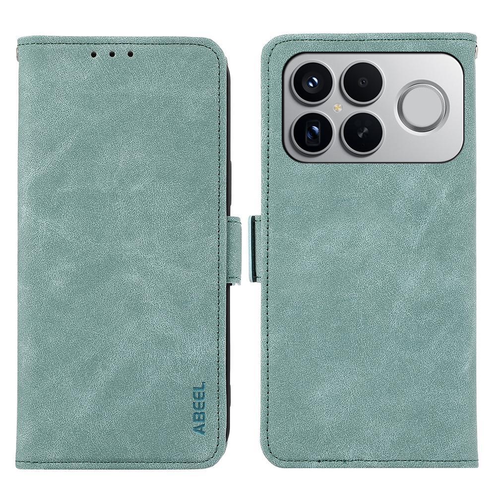For Redmi K90 Pro Max/Poco F8 Ultra ABEEL Frosted Magnetic RFID Leather Phone Case(Cyan)