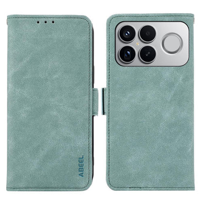 For Redmi K90 Pro Max/Poco F8 Ultra ABEEL Frosted Magnetic RFID Leather Phone Case(Cyan)
