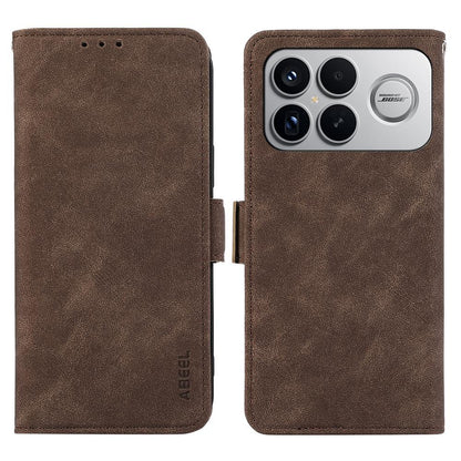 For Redmi K90 Pro Max/Poco F8 Ultra ABEEL Frosted Magnetic RFID Leather Phone Case(Brown)