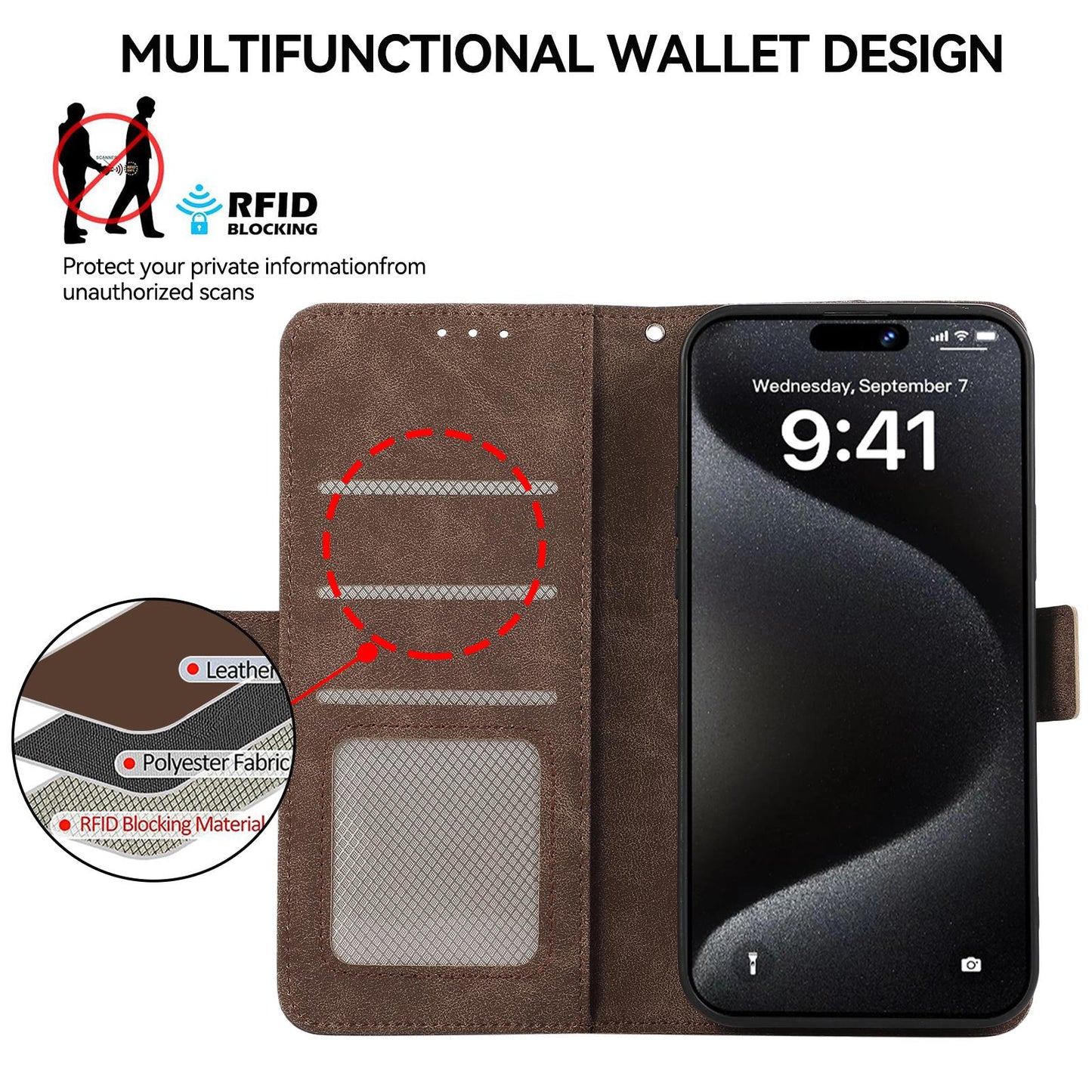 For Redmi K90 Pro Max/Poco F8 Ultra ABEEL Frosted Magnetic RFID Leather Phone Case(Brown)