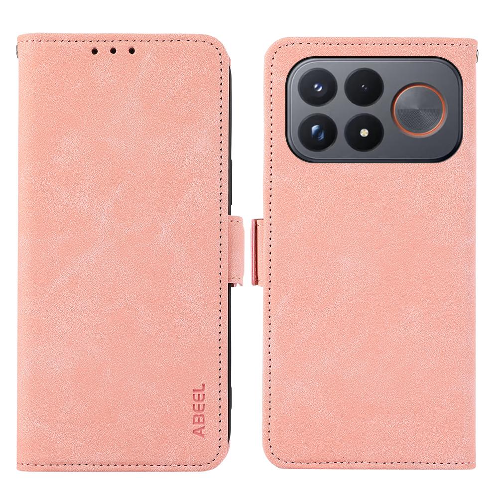 For Redmi K100 Pro Max/Poco F9 Ultra 5G ABEEL Frosted Magnetic RFID Leather Phone Case - Pink - EDA007072925A