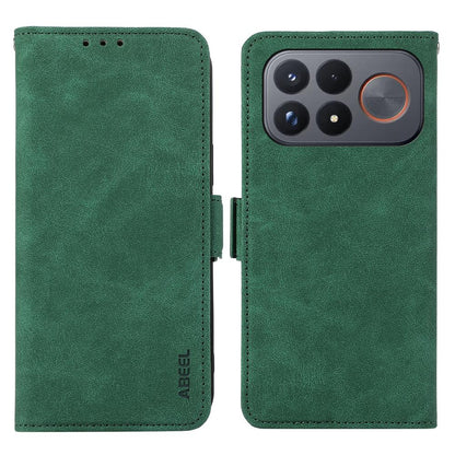 For Redmi K100 Pro Max/Poco F9 Ultra 5G ABEEL Frosted Magnetic RFID Leather Phone Case - Green - EDA007072925D