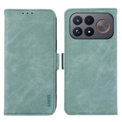 For Redmi K100 Pro Max/Poco F9 Ultra 5G ABEEL Frosted Magnetic RFID Leather Phone Case - Cyan - EDA007072925E