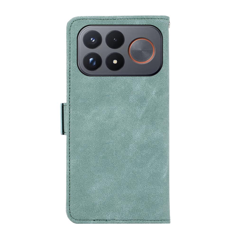For Redmi K100 Pro Max/Poco F9 Ultra 5G ABEEL Frosted Magnetic RFID Leather Phone Case - Cyan - EDA007072925E