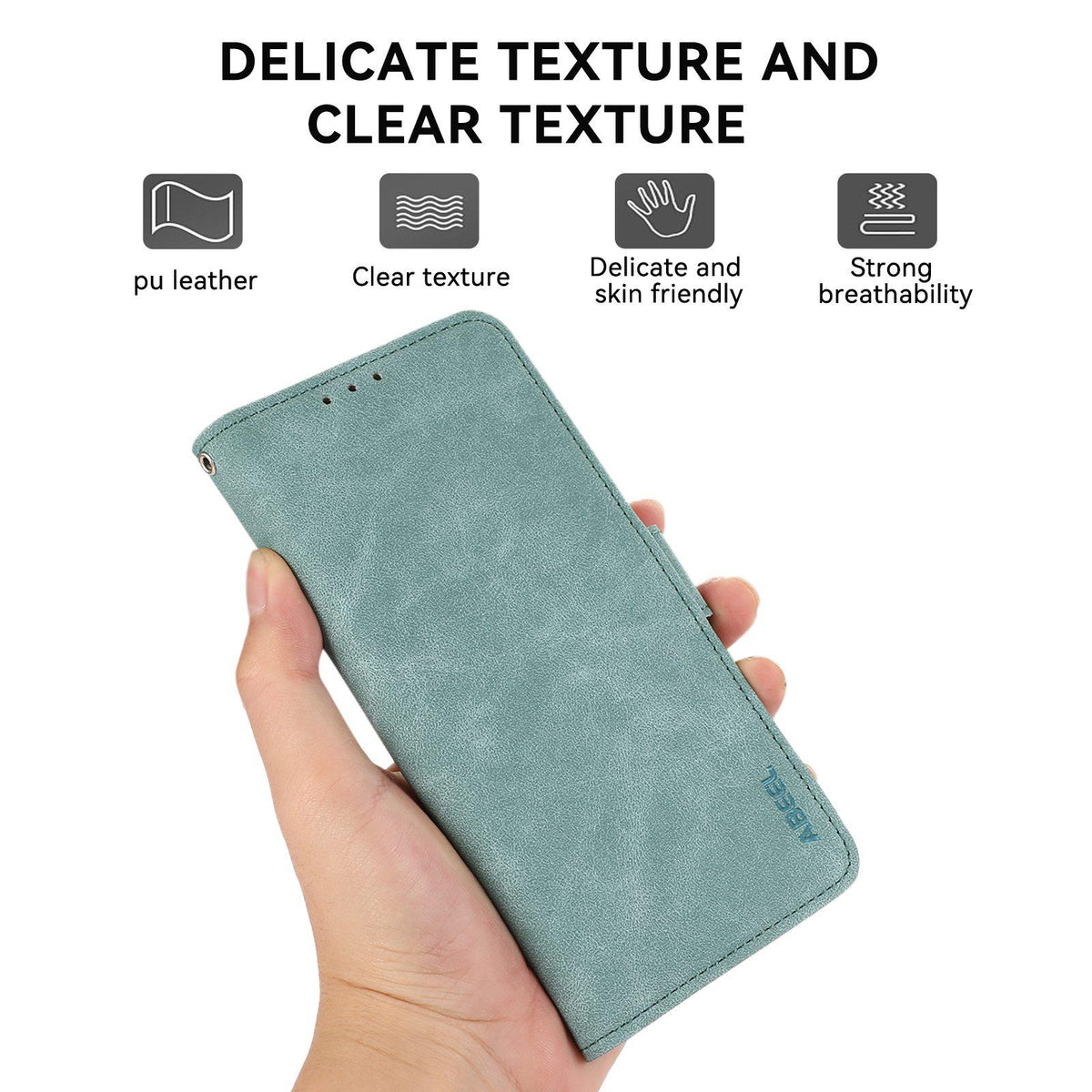 For Redmi K100 Pro Max/Poco F9 Ultra 5G ABEEL Frosted Magnetic RFID Leather Phone Case - Cyan - EDA007072925E