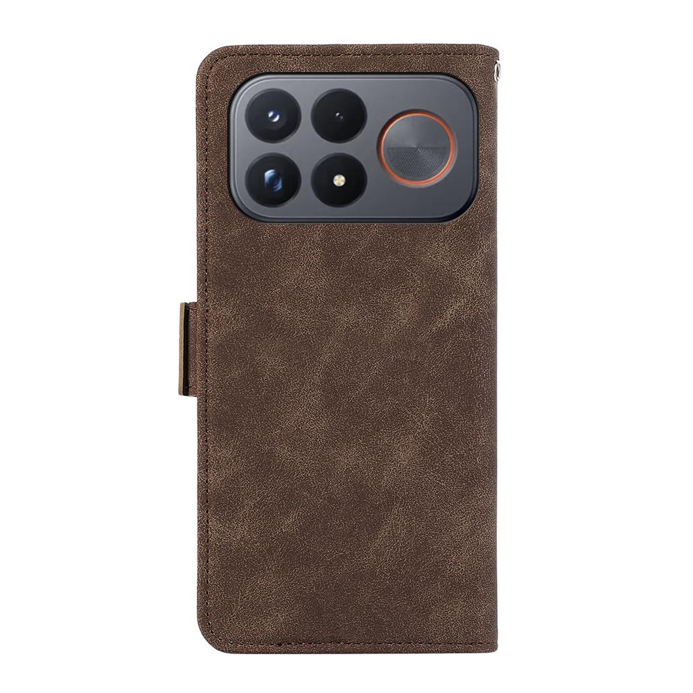 For Redmi K100 Pro Max/Poco F9 Ultra 5G ABEEL Frosted Magnetic RFID Leather Phone Case - Brown - EDA007072925F