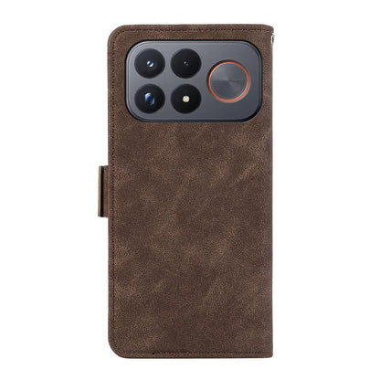 For Redmi K100 Pro Max/Poco F9 Ultra 5G ABEEL Frosted Magnetic RFID Leather Phone Case - Brown - EDA007072925F