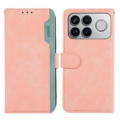 For Redmi K90 Pro Max/Poco F8 Ultra ABEEL Color Block Magnetic RFID Leather Phone Case(Pink-Cyan)