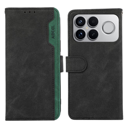 For Redmi K90 Pro Max/Poco F8 Ultra ABEEL Color Block Magnetic RFID Leather Phone Case(Black-Green)