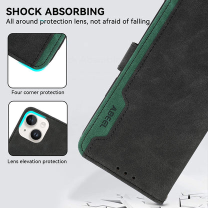 For Redmi K90 Pro Max/Poco F8 Ultra ABEEL Color Block Magnetic RFID Leather Phone Case(Black-Green)