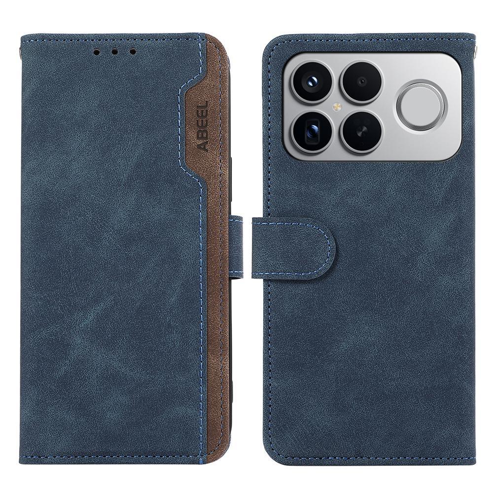 For Redmi K90 Pro Max/Poco F8 Ultra ABEEL Color Block Magnetic RFID Leather Phone Case(Blue-Brown)