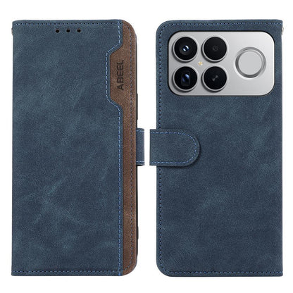 For Redmi K90 Pro Max/Poco F8 Ultra ABEEL Color Block Magnetic RFID Leather Phone Case(Blue-Brown)