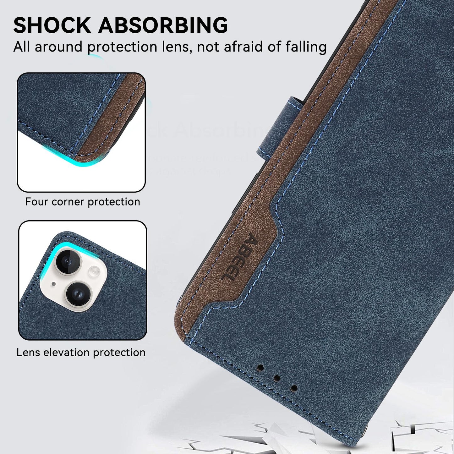 For Redmi K90 Pro Max/Poco F8 Ultra ABEEL Color Block Magnetic RFID Leather Phone Case(Blue-Brown)