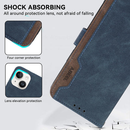 For Redmi K90 Pro Max/Poco F8 Ultra ABEEL Color Block Magnetic RFID Leather Phone Case(Blue-Brown)