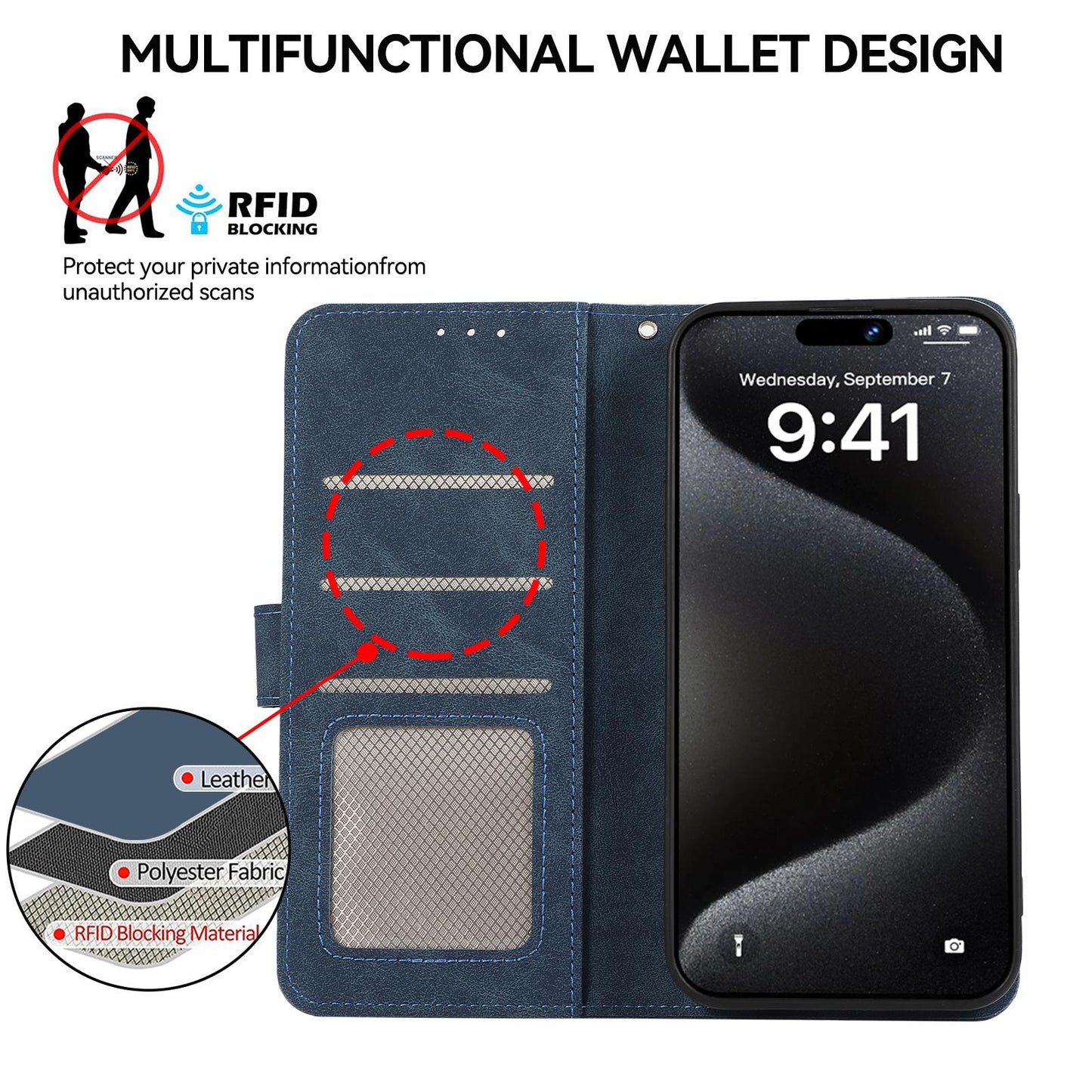 For Redmi K90 Pro Max/Poco F8 Ultra ABEEL Color Block Magnetic RFID Leather Phone Case(Blue-Brown)